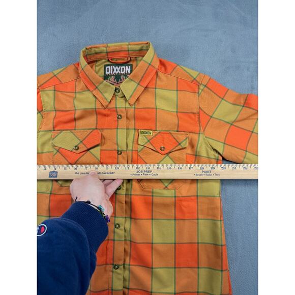 Dixxon Flannel Shirt Womens Lg Orange Check Plaid "The Trapper" Long Sleeve Snap - Picture 7 of 8